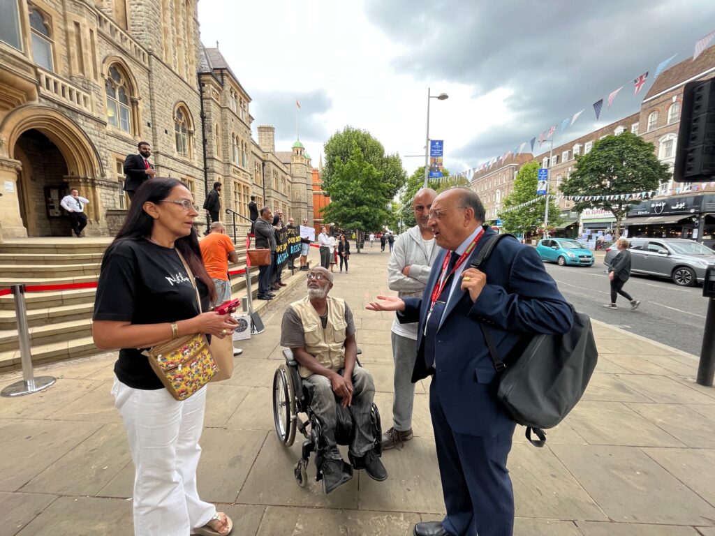 Campaigners raising their concern with Councillor Shital Manro