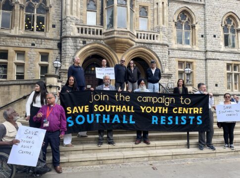 Campaigners from Save Southall Youth Centre outside Ealing Town Hall