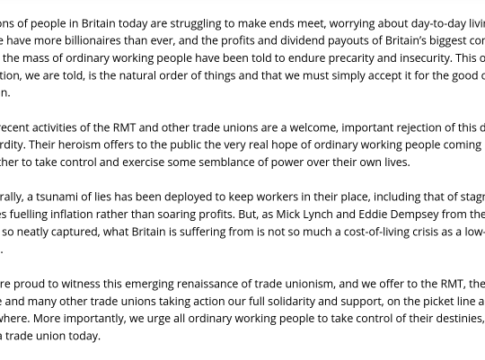 600 Labour councillors including one from Ealing sign letter of support to striking workers