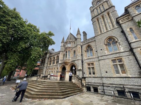 Entrance to Ealing Town Hall to sign book of condolence