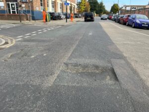 Pothole in Victoria Road, North Acton. Photo: EALING.NEWS