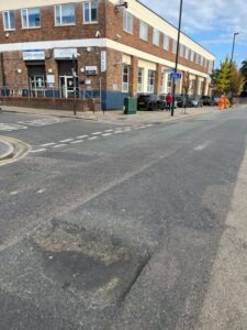Pothole in Victoria Road, North Acton. Photo: EALING.NEWS