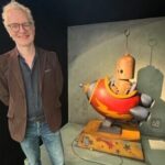 Matt Dixon with his robot turned into a 3D model