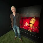 Matt Dixon with his robot turned into a 3D model