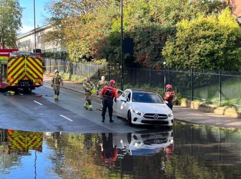 Car trapped in flooding