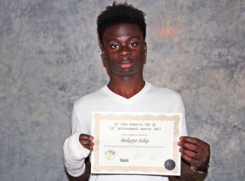 Arsenal and England footballer Bukayo Saka who won the sports category in 2017