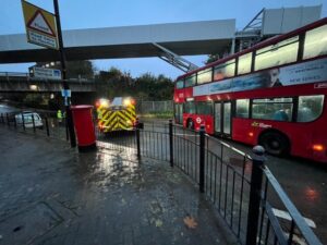 Victoria Road in North Acton floods again under the bridge