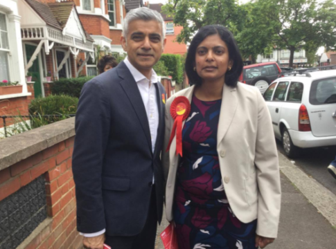 Dr Rupa Huq MP canvassing in 2017 with Mayor of London Sadiq Khan