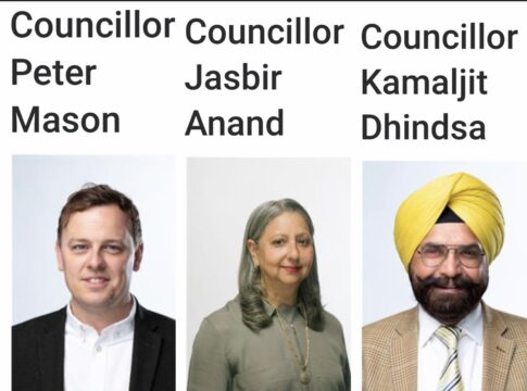Southall Green Councillors Peter Mason, Jasbir Anand, Kamaljit Dhindsa