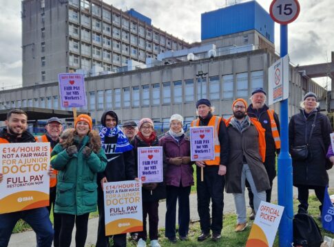 Junior doctors on strike outside Ealing Hospital