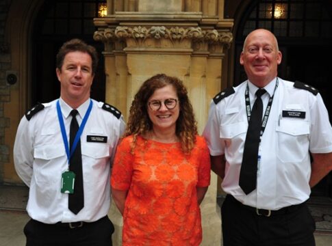 Connie Hersch Liberal Democrat Spokesperson for Policing and Communities with police Insp Lee Ballard and CI James Herring