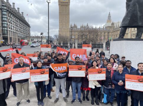 Southall workers at Parliament. Photo GMB Union