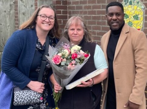 A2Dominion's Coral Nesbitt (Environment Services Relationship Manager), Anne Dimmer (Resident Caretaker) and Leon Graham (Head of Environmental Services)