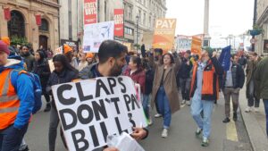 Marching with and for junior doctors at Westminster protest. Photo: Ealing Save Our NHS