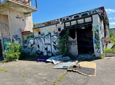 Derelict buildings and dangerous debris at Warren Farm