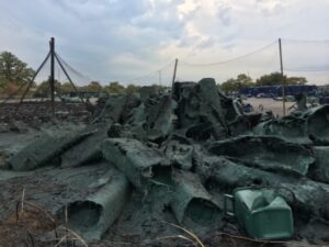 Derelict buildings and dangerous debris at Warren Farm