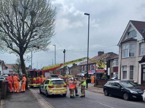 Suspected gas explosion in Southall. Photo: London Fire Brigade