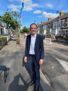 Ealing North MP James Murray at Framfield Road street party. Photo: EALING.NEWS