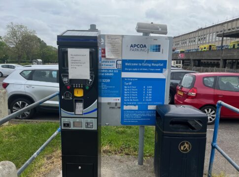 Pay and display machine out of service at Ealing Hospital visitors car park