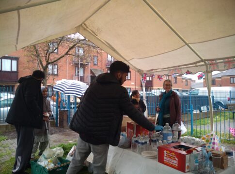Coronation of Kings Charles III party at Emerald Square in Southall