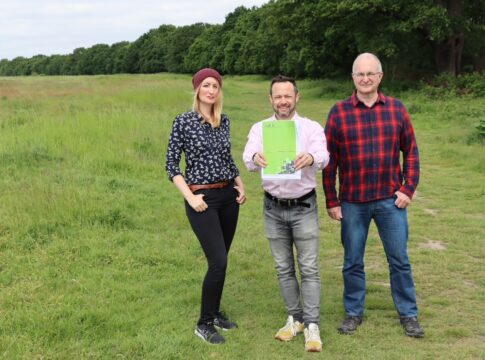 Katie Boyles, Councillor Gary Malcolm and Steve Toft with 2018 Ealing Council report