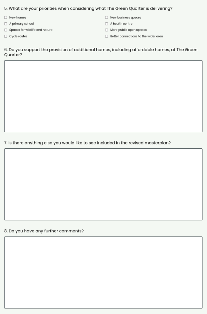 The Green Quarter phases 4-9 consultation questions