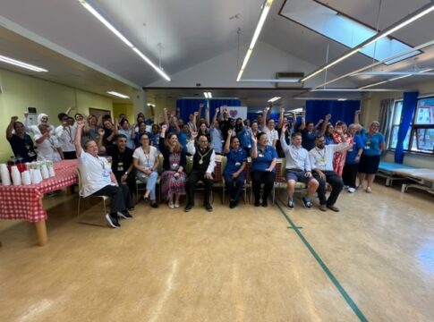 Mayor of Ealing, Councillor Hitesh Tailor joins with staff at Clayponds to say Happy 75th birthday to NHS