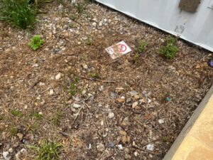 The grounds of Marston Court in Hanwell where baggies from drugs can be seen