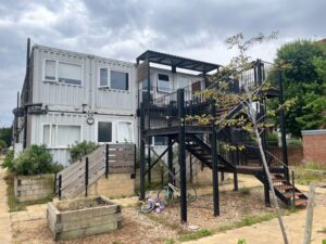 Marston Court in Hanwell using converted shipping containers to house people