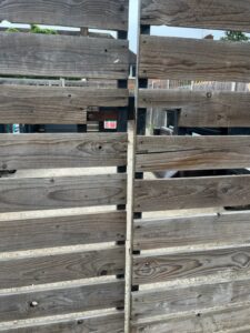 Entry to bing storage area of Marston Court in Hanwell. No lock on bin doors means anyone can gain access at anytime