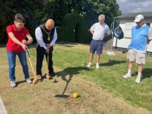 Mayor of Ealing, Councillor Hitesh Tailor at Ealing Croquet Club finds out about the club and the game