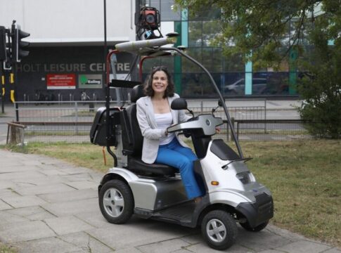 Councillor Deirdre Costigan riding MAVIS. Photo: Ealing Council