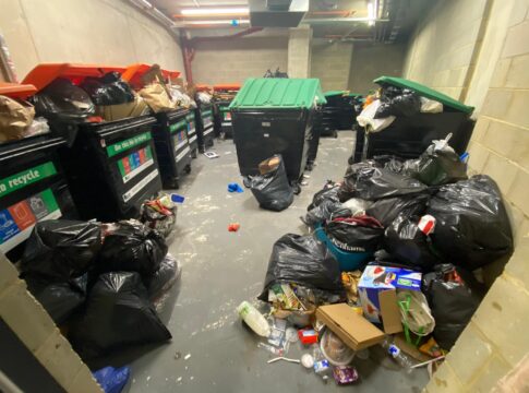Rubbish builds up at Doniford House. Photo: The Social Housing Action Campaign (SHAC)