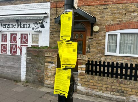 Ealing Council public notices attached to a lamp post. Photo: EALING.NEWS
