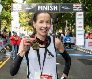 BaxtersLoch Ness Marathon 2023. Female winner, Mellisah Gibson won in a time of 2:43:45. Photo: Trevor Martin