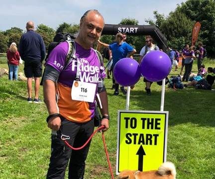 Guni Suri taking part in the Ride Walk Challenge with his dog. Photo: Sense