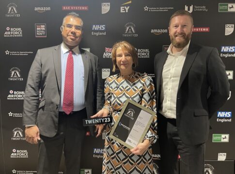UWL's director of apprenticeships Janet Rowson (centre) Dr Suresh Gamlath, pro vice-chancellor - business development (left) and Peter Sarner-Taylor, head of apprenticeships, funding & data. Photo: University of West London