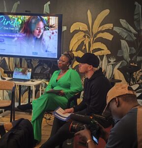 Nana Owusu and Will Poulter at the Circle cafe. Photo: HFEH Mind