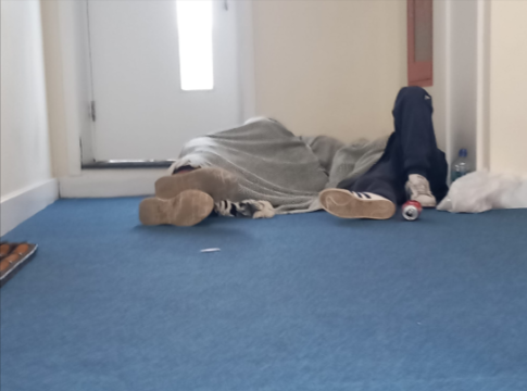 Rough sleepers inside Bayeux Court. Photo: resident supplied