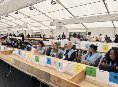 Counting Mayor of London votes at Walpole Park. Photo: EALING.NEWS