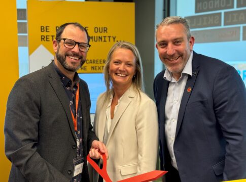 (L-R): Matt Lent, Spark!, Katie Wyle, Unibail-Rodamco-Westfield, and Matt Fawcett, West London College, at the launch of the West London Retail Skills Hub