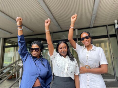 (L-R) - Danae Thomas, Selma Taha and Divina Riggon. Photo: Southall Black Sisters