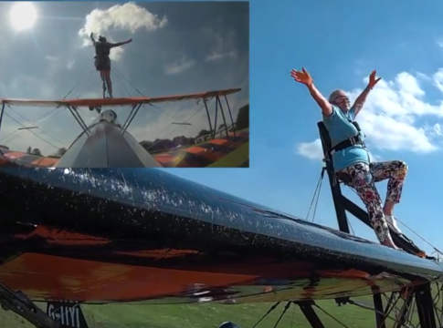 Sonja Garsvo wing walking