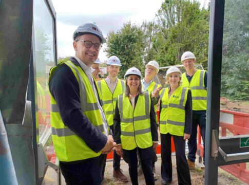 Councillors Peter Mason, Josh Blacker and Jasbir Anand visiting Southall YAC refurbishment. Photo: Ealing Council