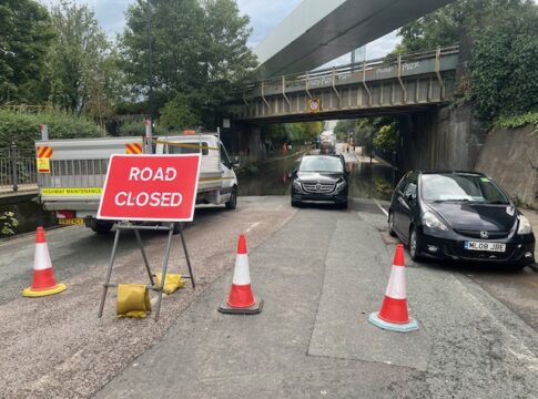 Victoria Road in North Acton closed due to flooding. Photo: EALING.NEWS