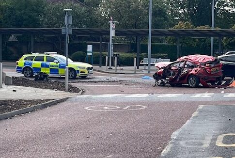 Collision outside Central Middlesex Hospital. Photo: EALING.NEWS