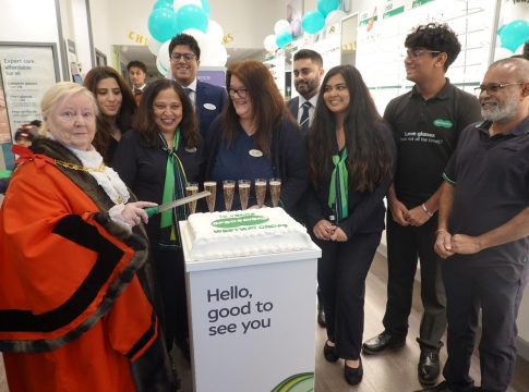 Specsavers celebrates 10 years at Westway Cross with Mayor of Ealing. Photo: Specsavers