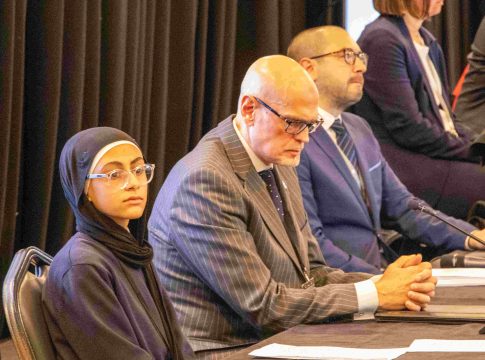 Mohammad Abusalah and Lilya at Ealing Council meeting. Photo: Abbas Mustafa