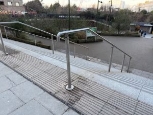 Handrail wobbles at North Acton Square. Photo: EALING.NEWS