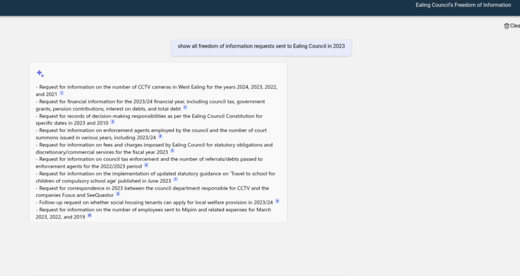 Ealing Council FOI disclosure log